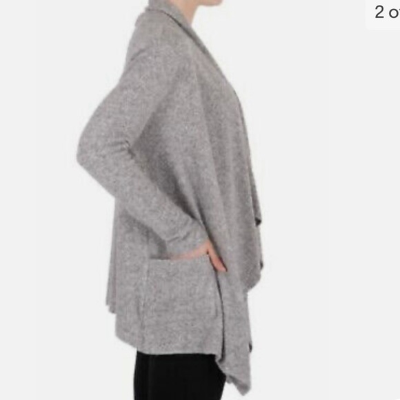 Joseph Ribkoff Heather Gray Open Draped Cardigan - Picture 2 of 8